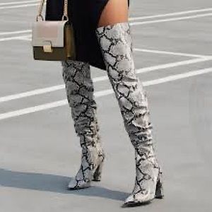 Follow Me Slouch Snakeskin Boot